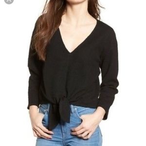 Madewell Textured Tie-Front Top Black